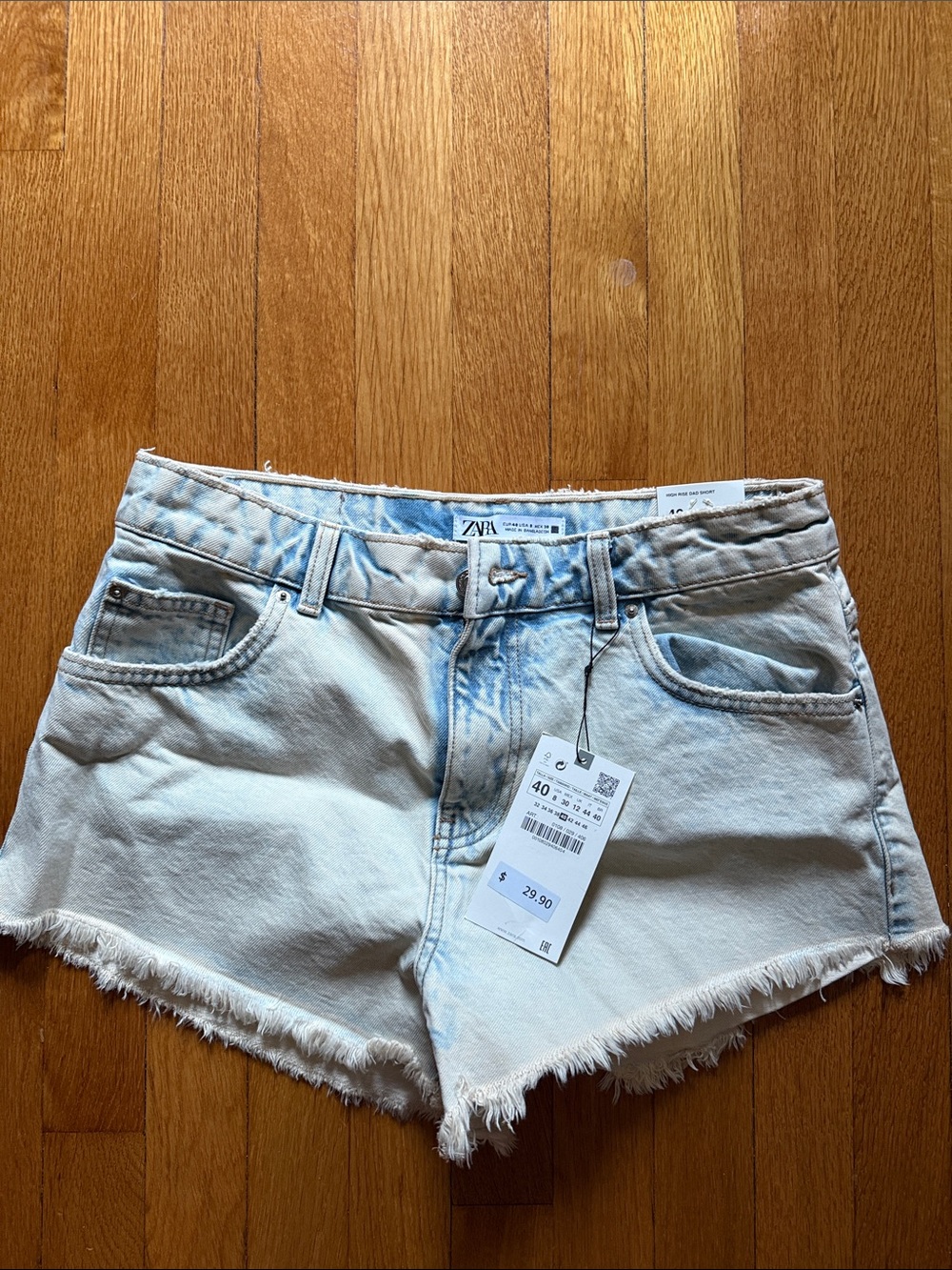 NWT ZARA high rise dad denim short size 8